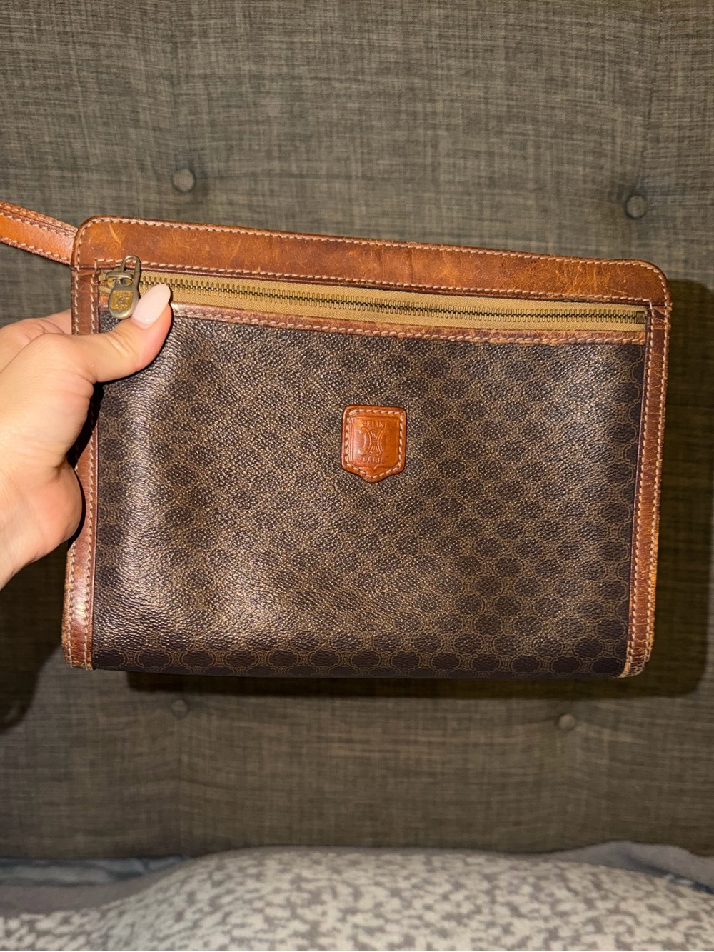 Authentic Vintage CELINE Macadam Monogram Wristlet Clutch